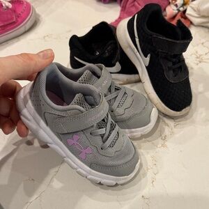 Under Armour Kids Gray and Purple Sneakers